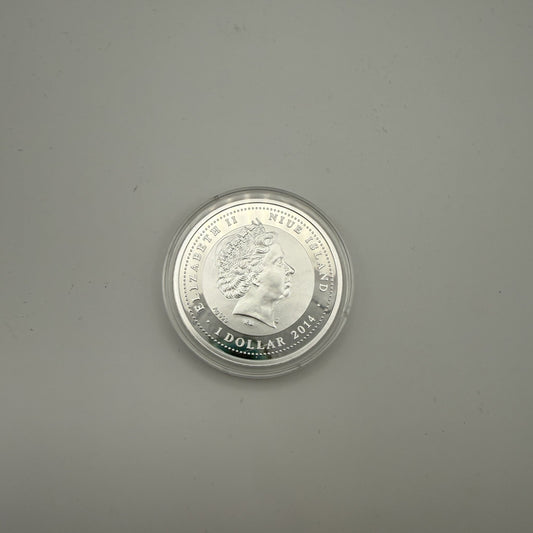 2014 Black Rhinoceros Niue $1 Silver Coin - back