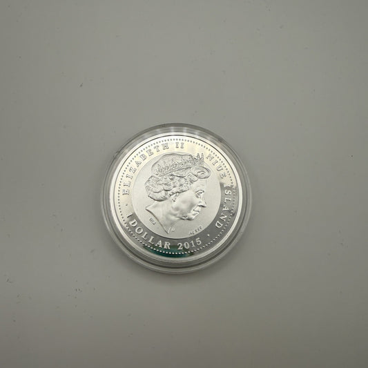 2015 Blue Whale Niue $1 Silver Coin - back