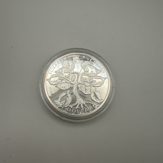 2014 Hyacinth Macaw Niue $1 Silver Coin - back