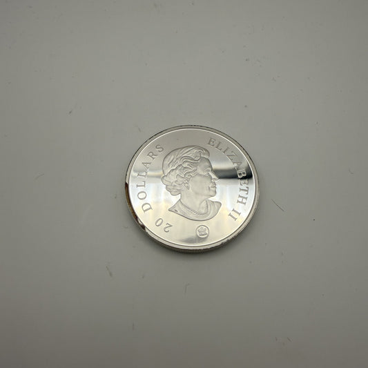 2008 Amethyst Crystal Snowflake $20 Silver Coin - back