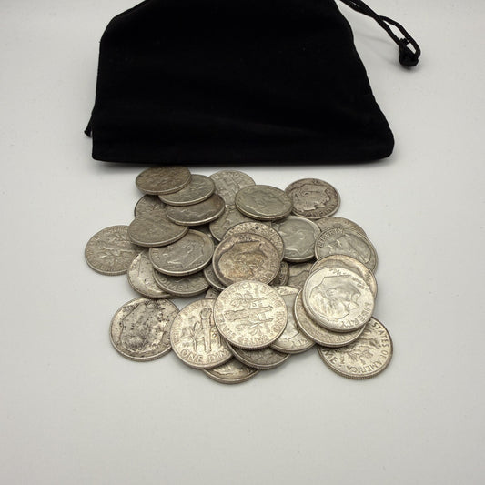 U.S. 90% silver dimes - representative group (view 2)