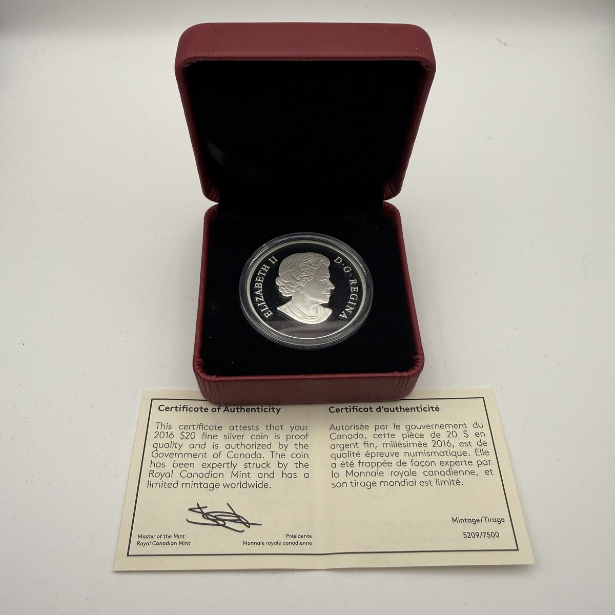 2016 Lucky Four-Leaf Clover $20 Silver Coin - back