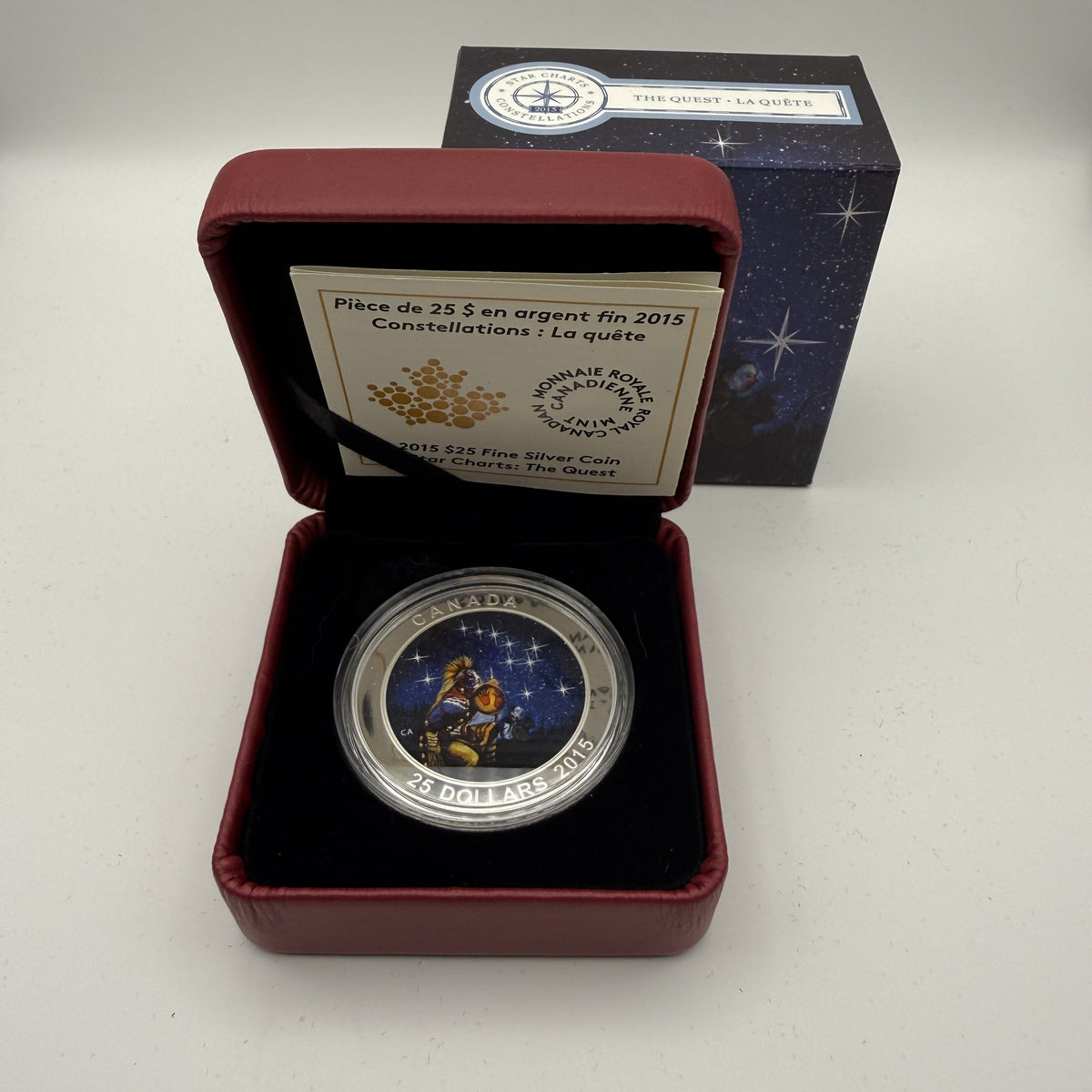 2015 Star Charts The Quest $25 Silver Coin - packaging