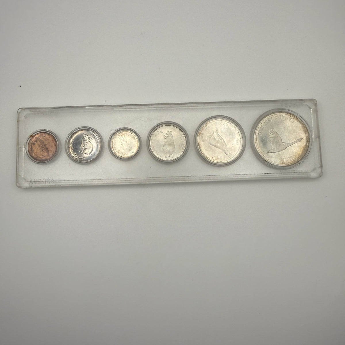 1967 Canada Centennial 6-Coin Set in Plastic Holder, Silver - front