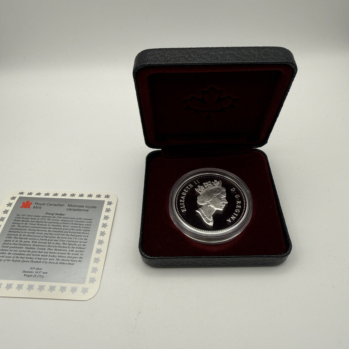 1997 Canada $1 Canada–USSR Hockey Series 25th Anniversary Sterling Silver Proof Dollar - back