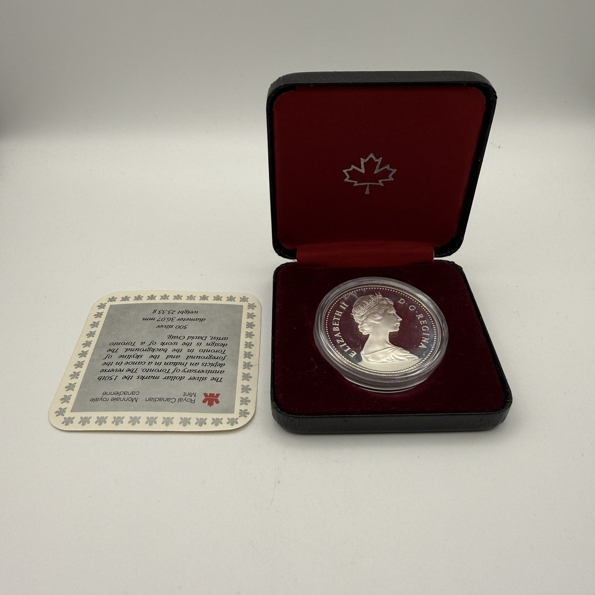 1984 Canada $1 Toronto Sesquicentennial Silver Proof Dollar - back