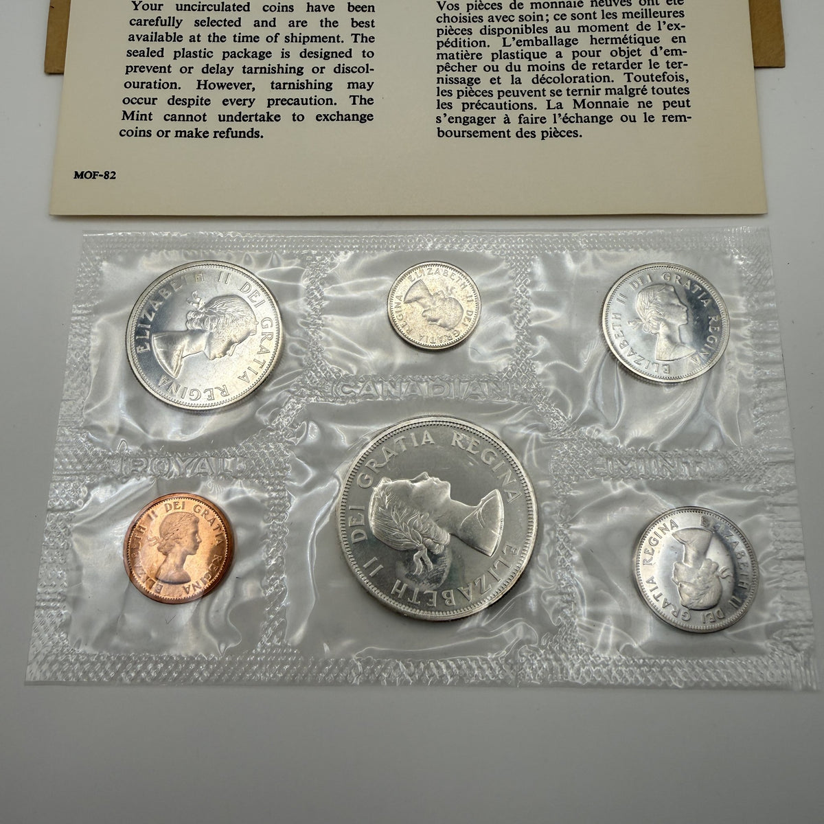 1964 Canada 6-Coin Prooflike Set with Charlottetown–Quebec Dollar - back