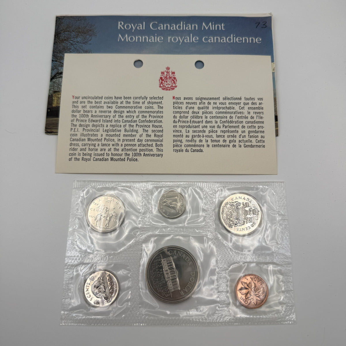 1973 Canada 6-Coin Prooflike Set with PEI Dollar & RCMP Quarter - front