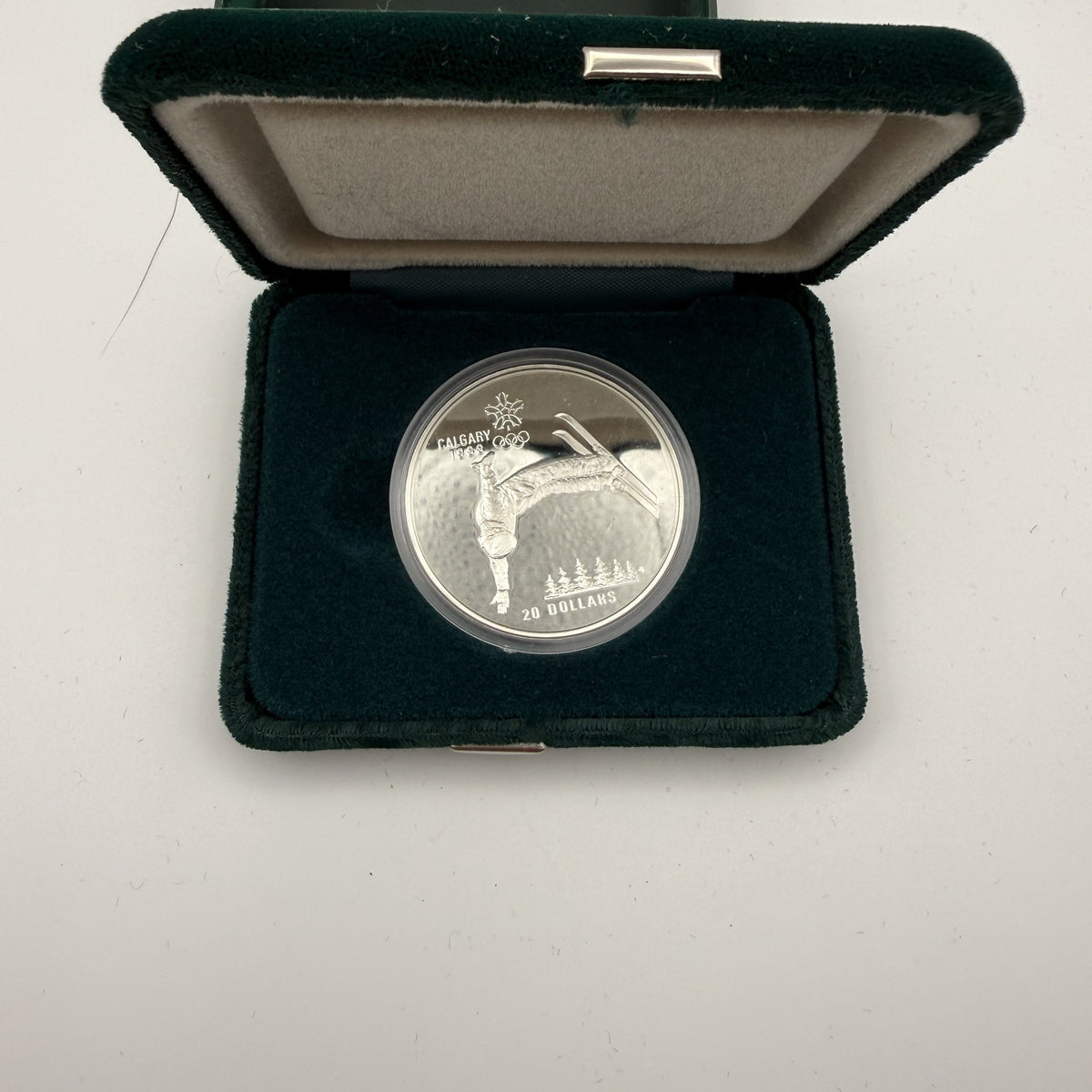 1988 Canada $20 Calgary Olympic Winter Games Freestyle Skiing Sterling Silver Coin - front