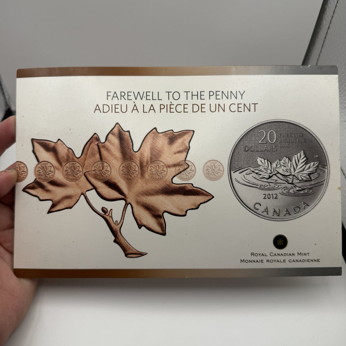 2012 Canada $20 for $20 Farewell to the Penny Fine Silver Coin - packaging