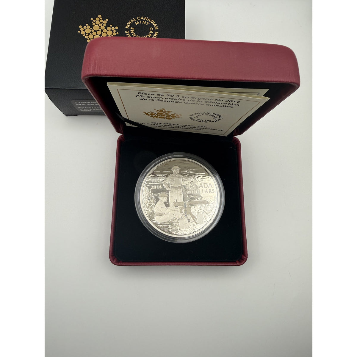 2014 Canada $30 Declaration of the Second World War 75th Anniversary 2 oz Fine Silver Proof Coin - front