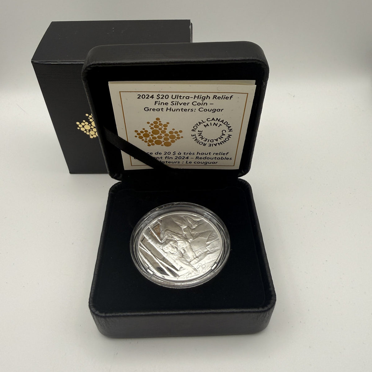 2024 Canada $20 Great Hunters: Cougar Ultra-High Relief 1 oz Fine Silver Proof Coin - front