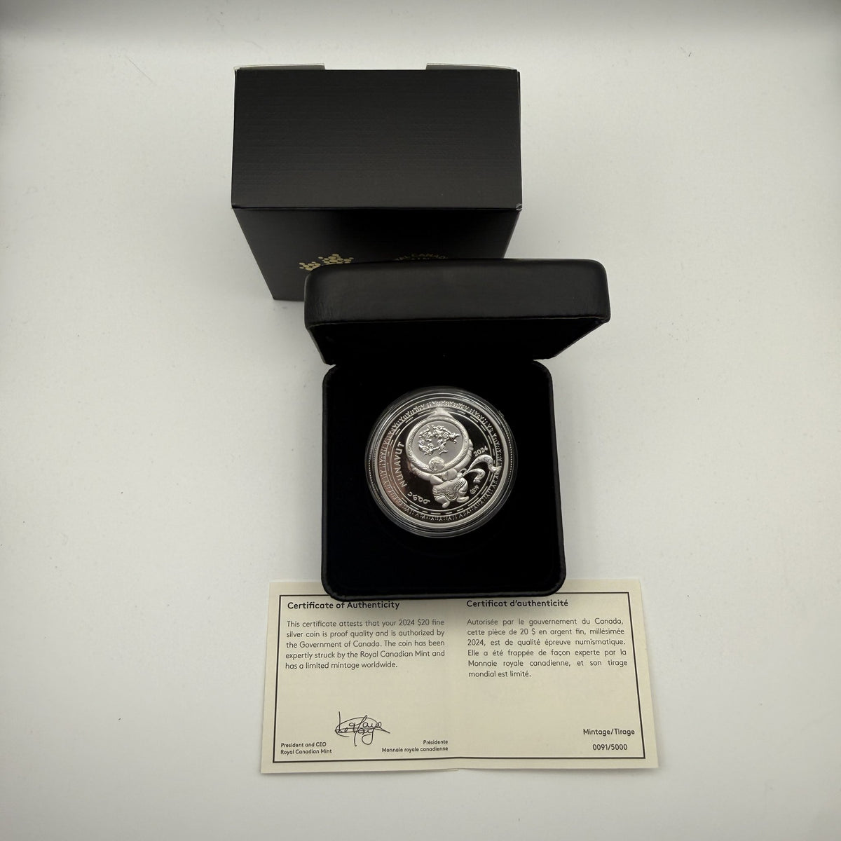 2024 Canada $20 Nunavut 1 oz Fine Silver Proof Coin - front