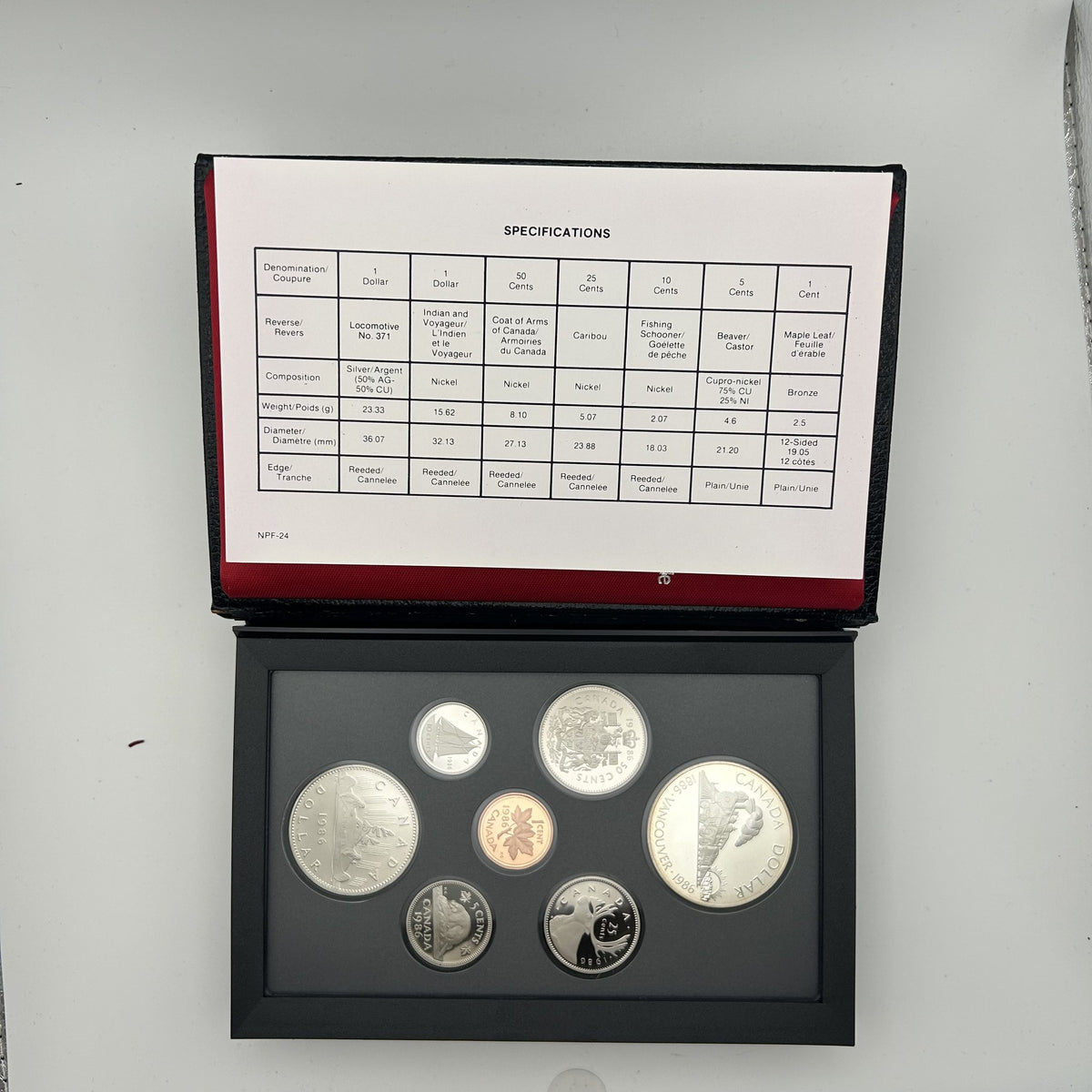 1986 Canada Proof Double Dollar Set - certificate