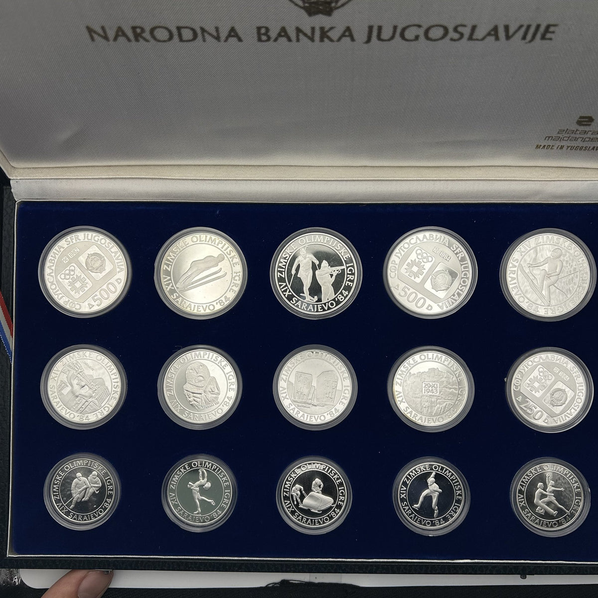 1984 Sarajevo Winter Olympics Yugoslavia Silver Proof 15-Coin Set - front