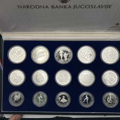 1984 Sarajevo Winter Olympics Yugoslavia Silver Proof 15-Coin Set - front
