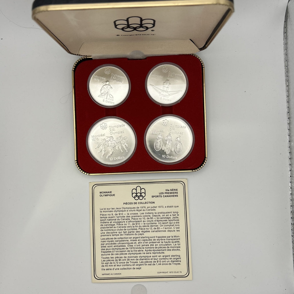 1974 Montreal Olympics Series III 4-Coin Set - certificate