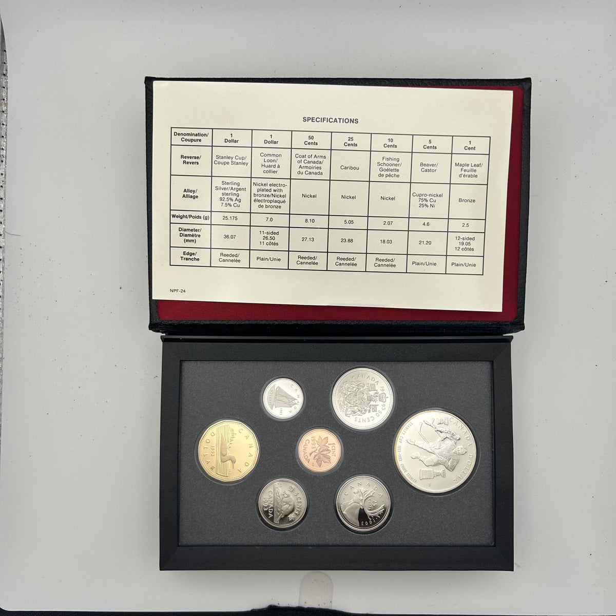 1993 Canada Proof Double Dollar Set Stanley Cup - certificate