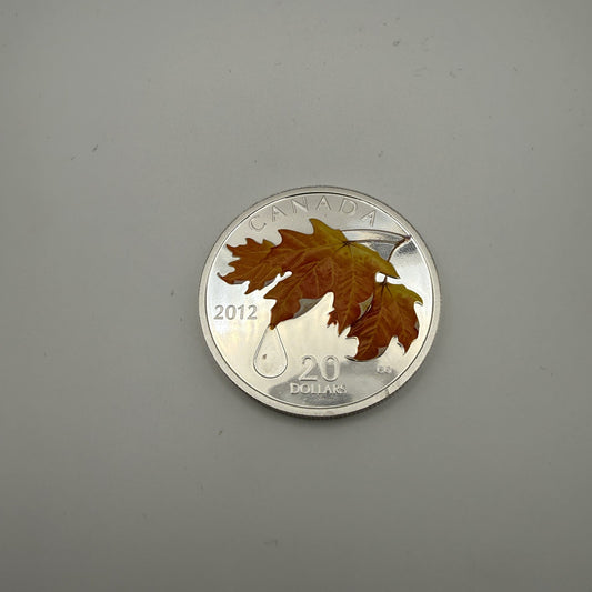 2012 Sugar Maple Crystal Raindrop $20 Silver Coin - front