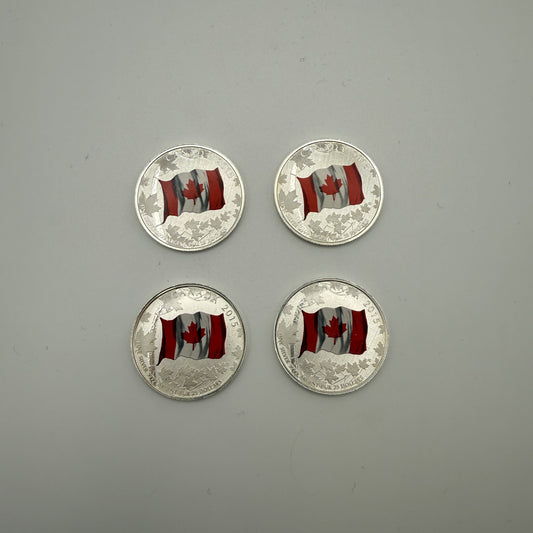 2015 Canadian Flag 50th Anniversary $25 Silver Coins - front