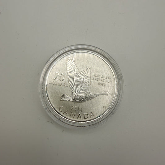 2014 Canada Goose $20 for $20 Silver Coin - front