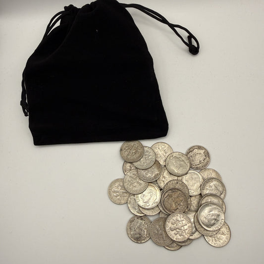 U.S. 90% silver dimes - representative group