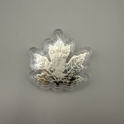 2015 Canada $20 maple leaf-shaped silver proof - back