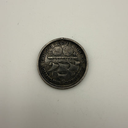 1893 Columbian Exposition half dollar, rim damage - back