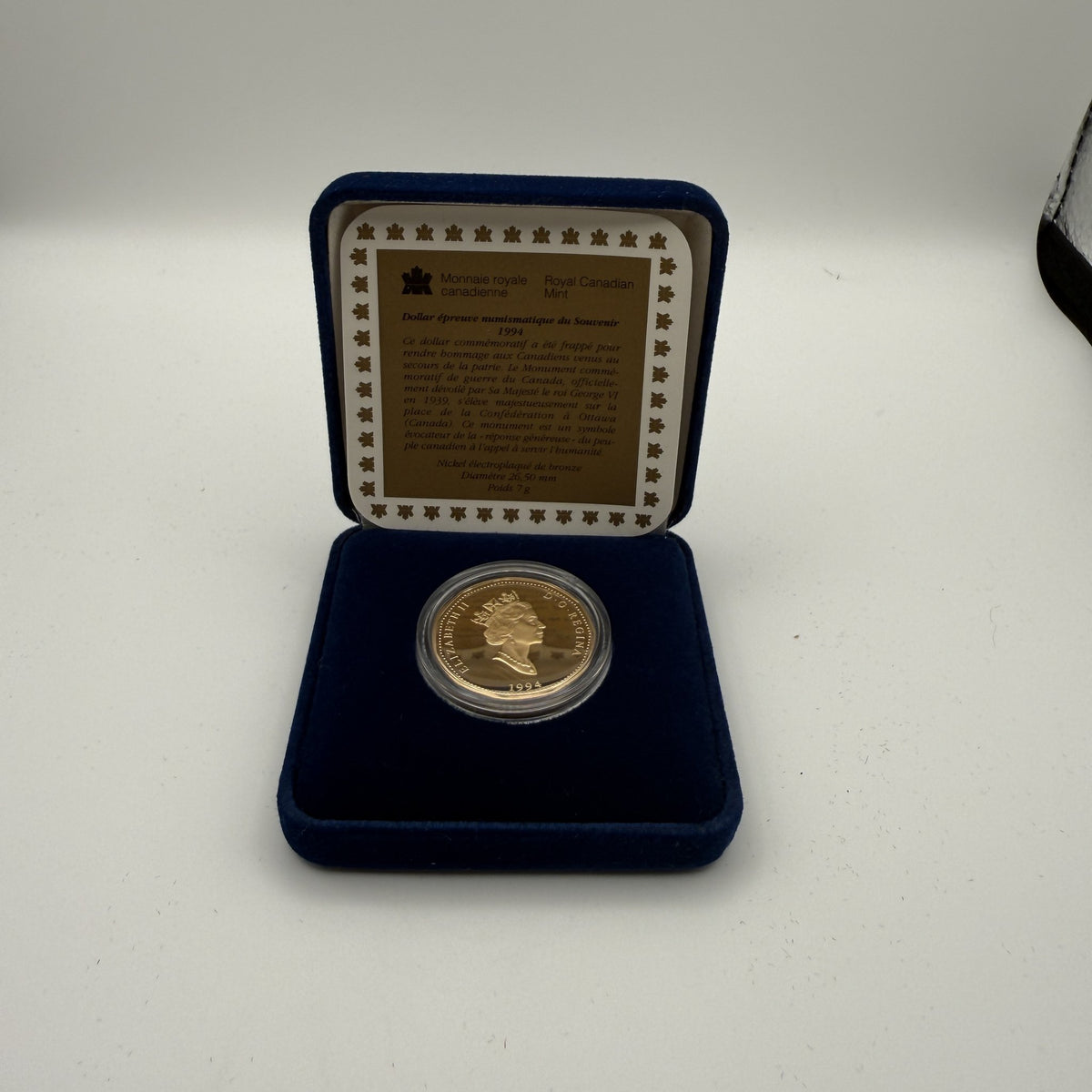 1994 Remembrance Proof Dollar - back