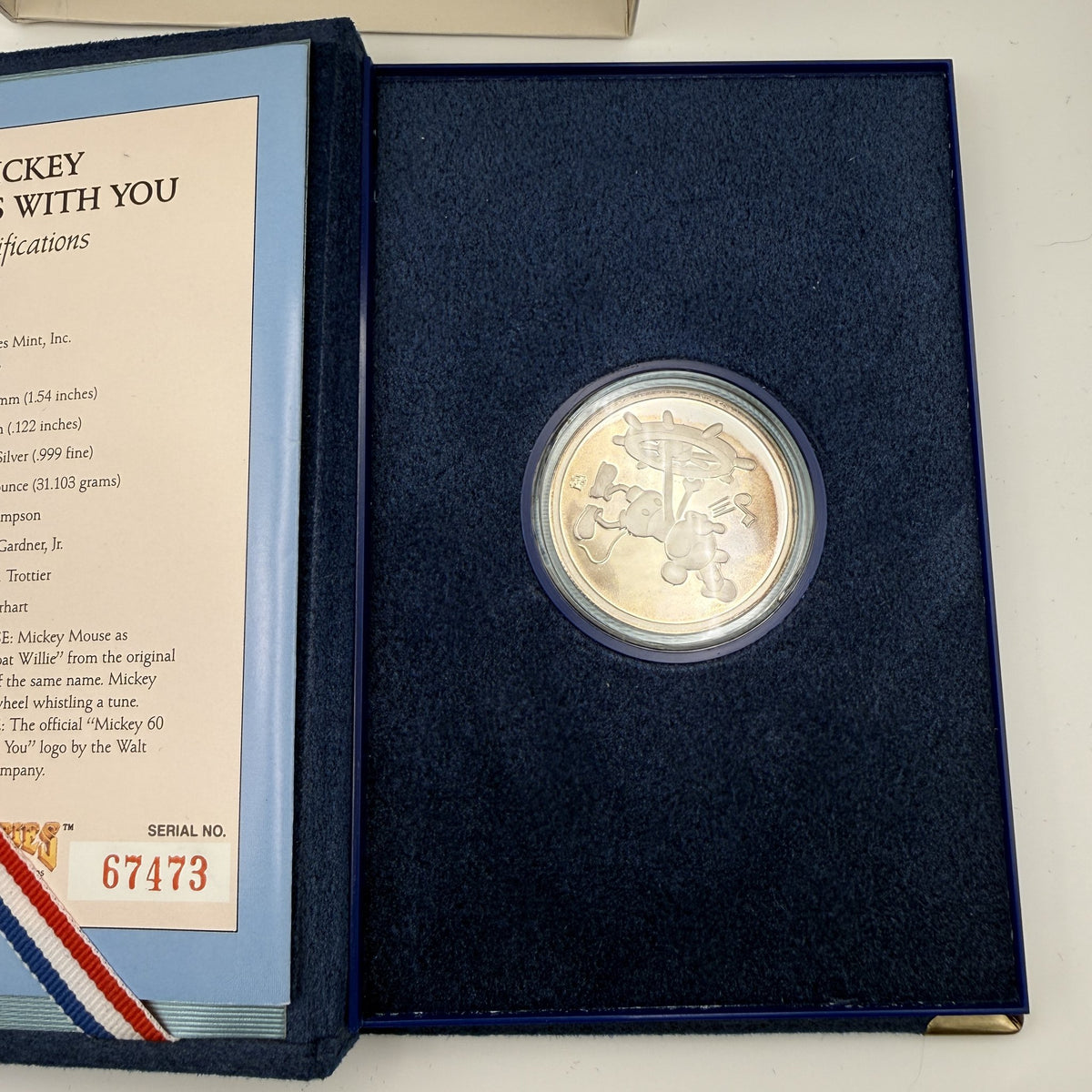 1988 Mickey 60 Years With You Silver Proof Round - front