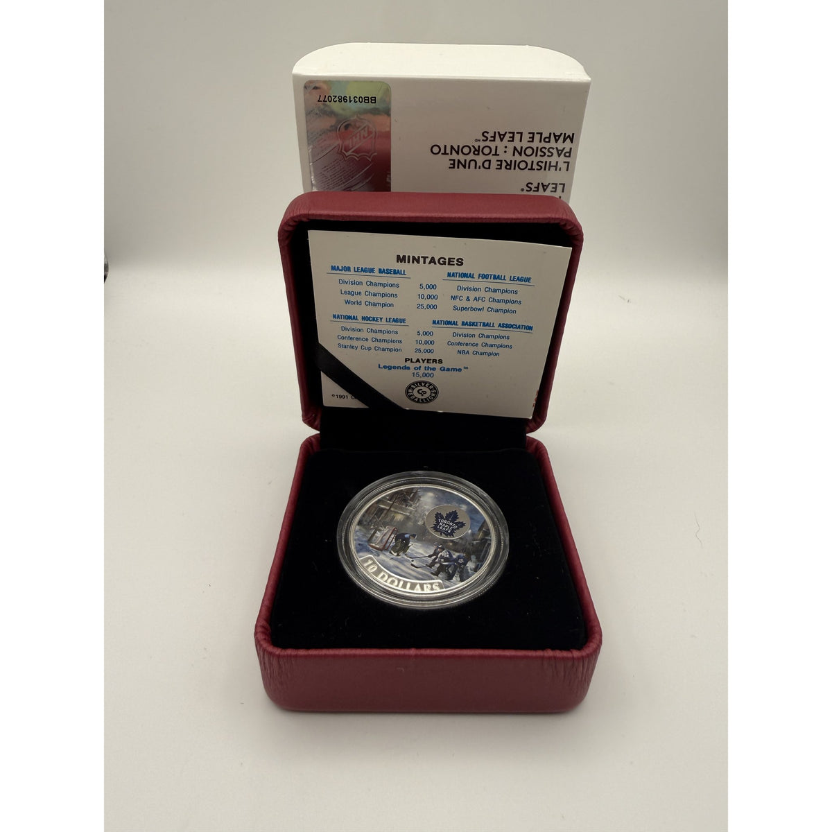 2017 Toronto Maple Leafs Passion to Play Silver Coin - packaging
