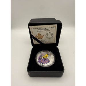 2024 Canada $20 Colourful Birds: American Goldfinch 1 oz Fine Silver Coloured Proof Coin & Certificate
