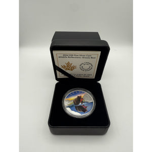2024 Canada $20 Wildlife Reflections: Grizzly Bear 1 oz Fine Silver Coloured Proof Coin & Certificate