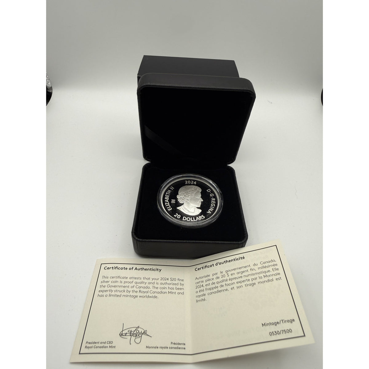 2024 Wildlife Reflections Grizzly Bear $20 Silver Coin - back