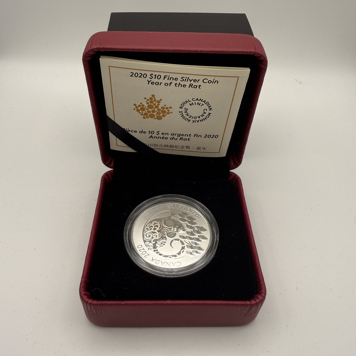 2020 Year of the Rat $10 Silver Coin - detail