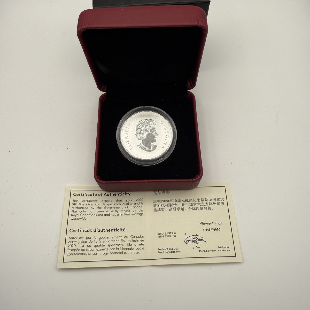 2020 Year of the Rat $10 Silver Coin - back
