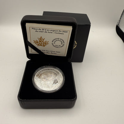2025 Moon Sky Raven $20 Silver Coin - front