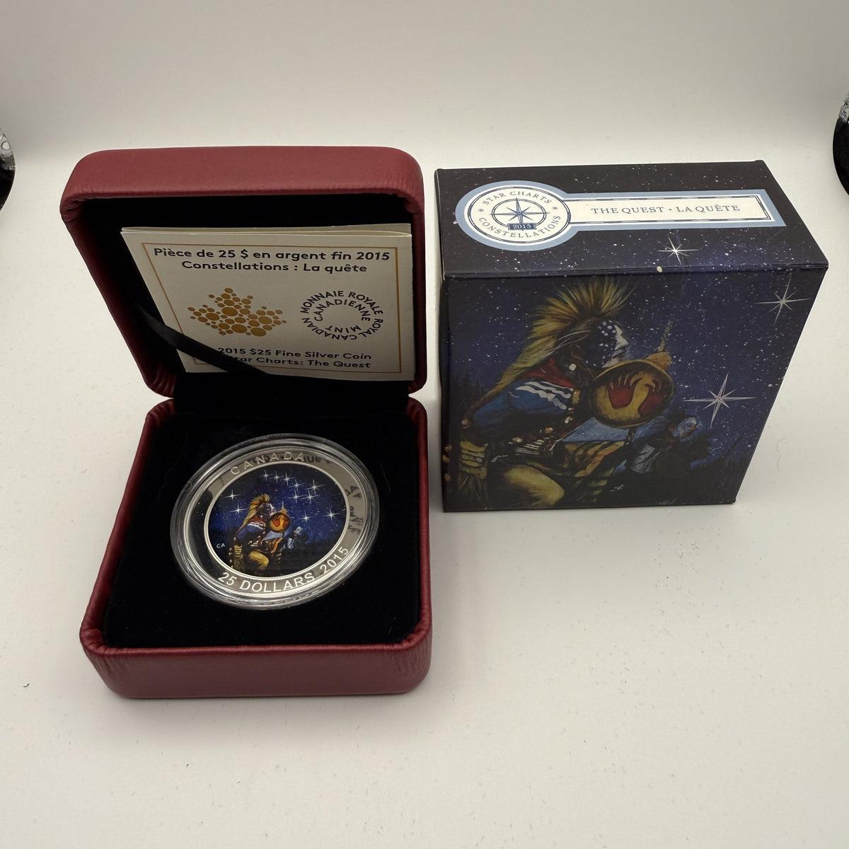 2015 Star Charts The Quest $25 Silver Coin - packaging
