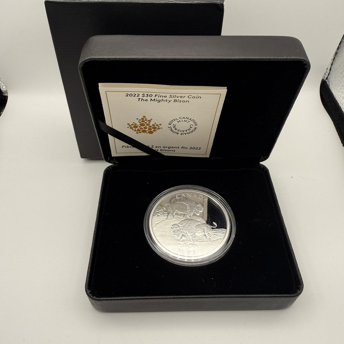 2022 The Mighty Bison $30 2 oz Silver Coin - packaging