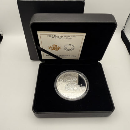 2022 The Mighty Bison $30 2 oz Silver Coin - packaging
