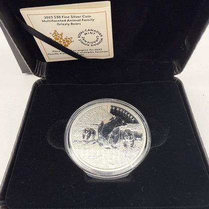 2023 Multifaceted Grizzly Bears $30 2 oz Silver Coin - packaging