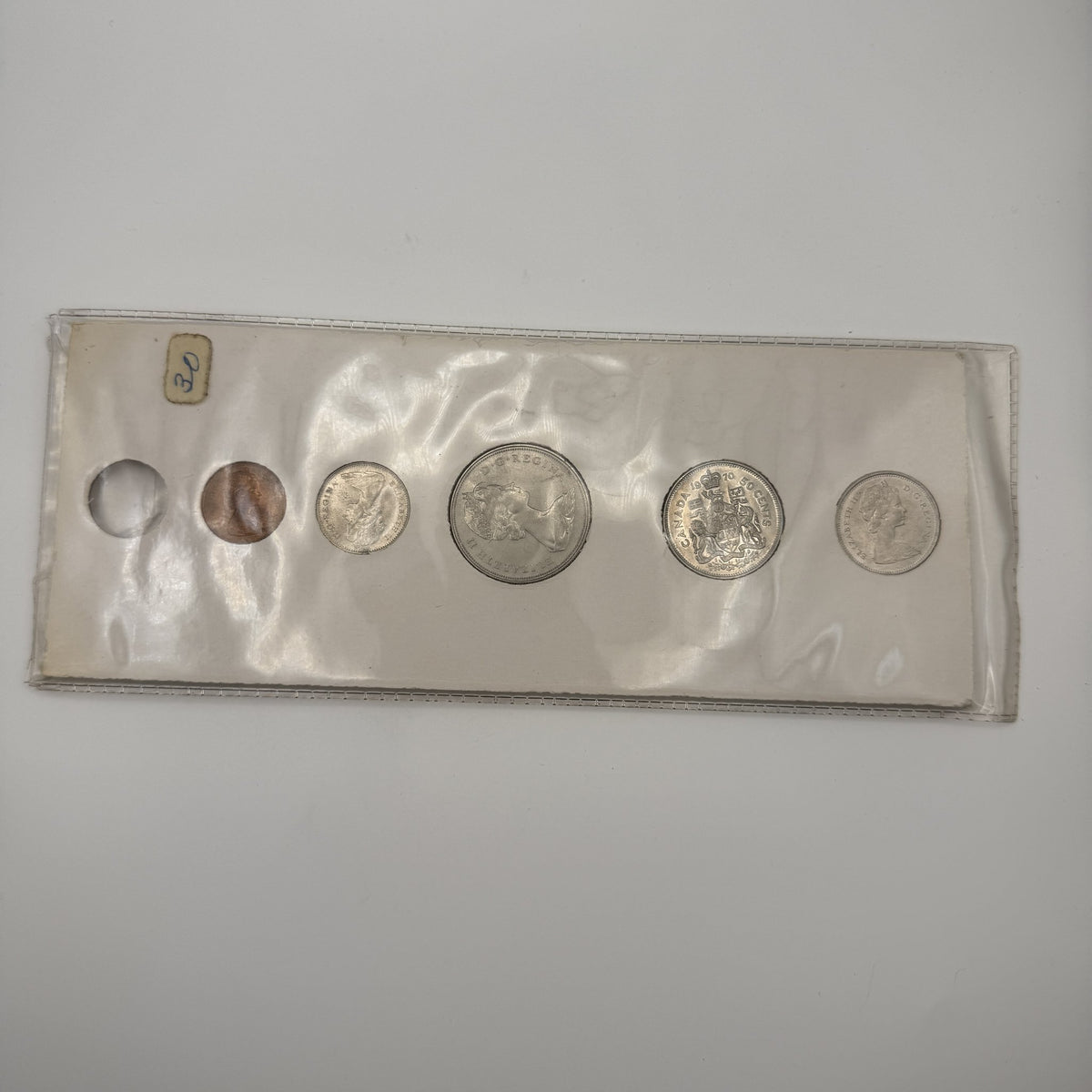 1970 Canada Year Set Holder with Manitoba Dollar - back