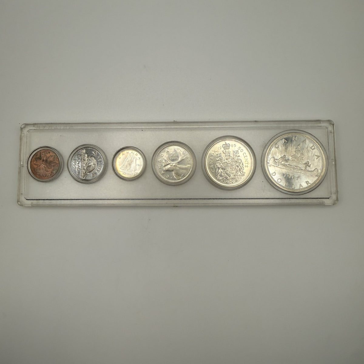 1965 Canada 6-Coin Set in Plastic Holder, 80% Silver - front
