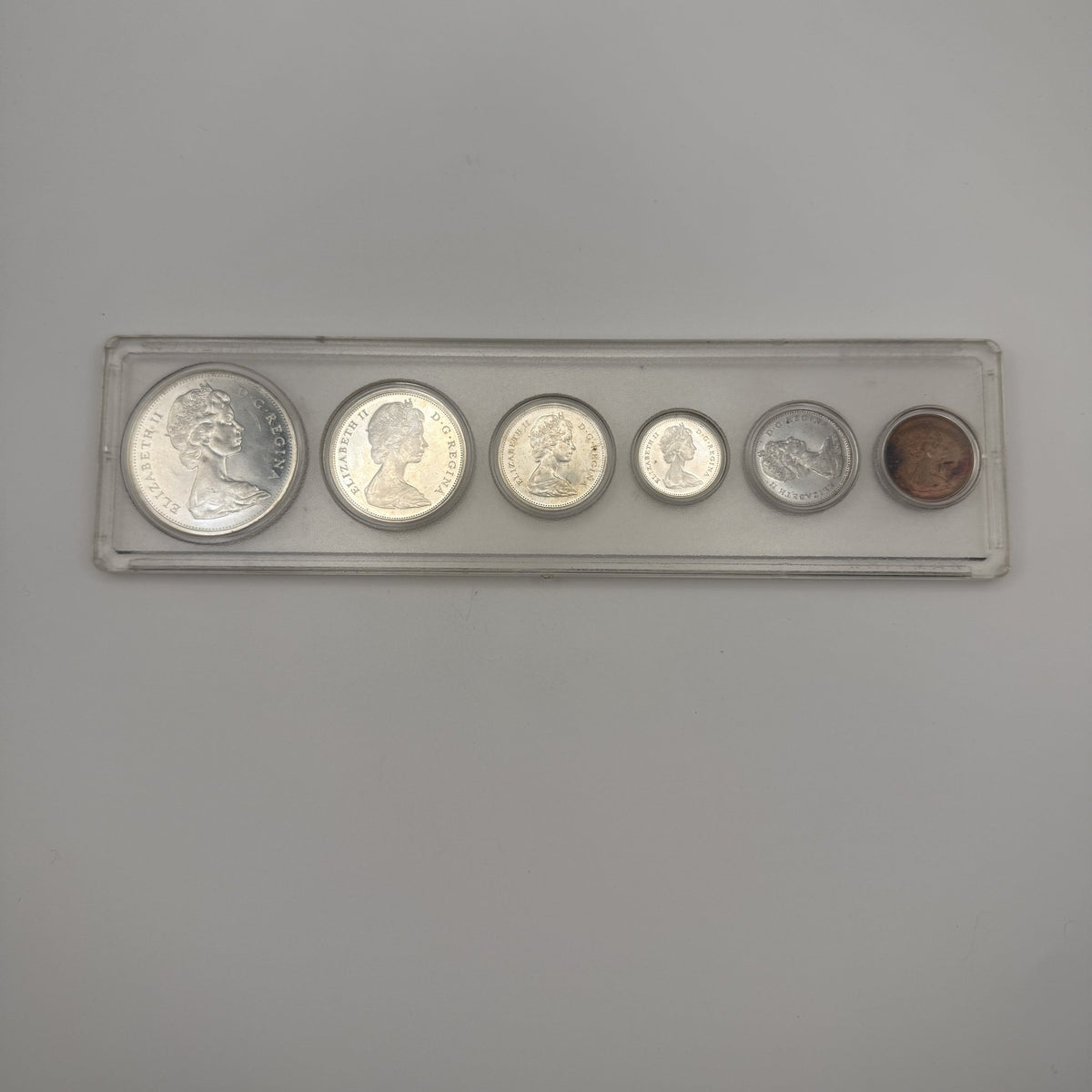 1965 Canada 6-Coin Set in Plastic Holder, 80% Silver - back