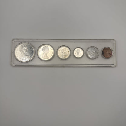 1965 Canada 6-Coin Set in Plastic Holder, 80% Silver - back