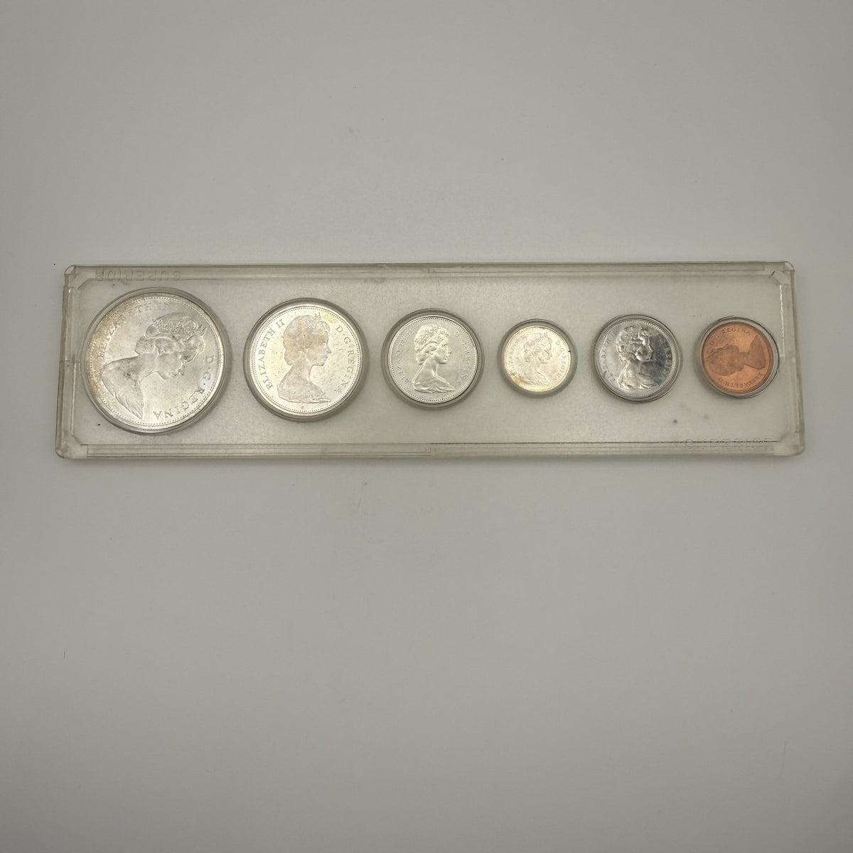 1965 Canada 6-Coin Set in Plastic Holder, 80% Silver - back