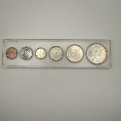 1967 Canada Centennial 6-Coin Set in Plastic Holder, Silver - back