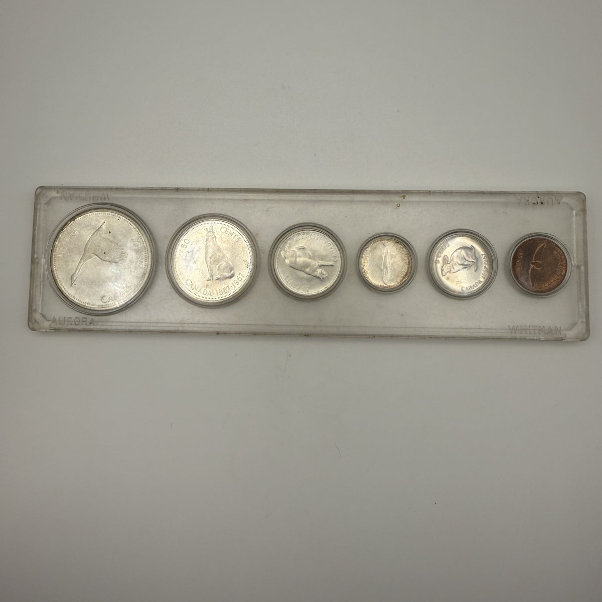 1967 Canada Centennial 6-Coin Set in Plastic Holder, Silver - front