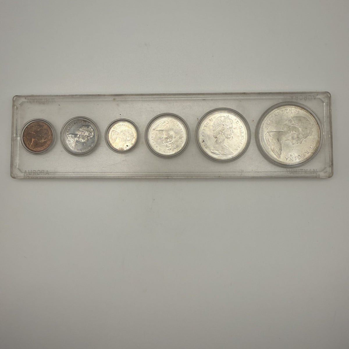 1967 Canada Centennial 6-Coin Set in Plastic Holder, Silver - back