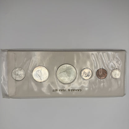 1967 Canada Centennial 6-Coin Set in Vinyl 'Canada Year Set' Sleeve, Silver - front